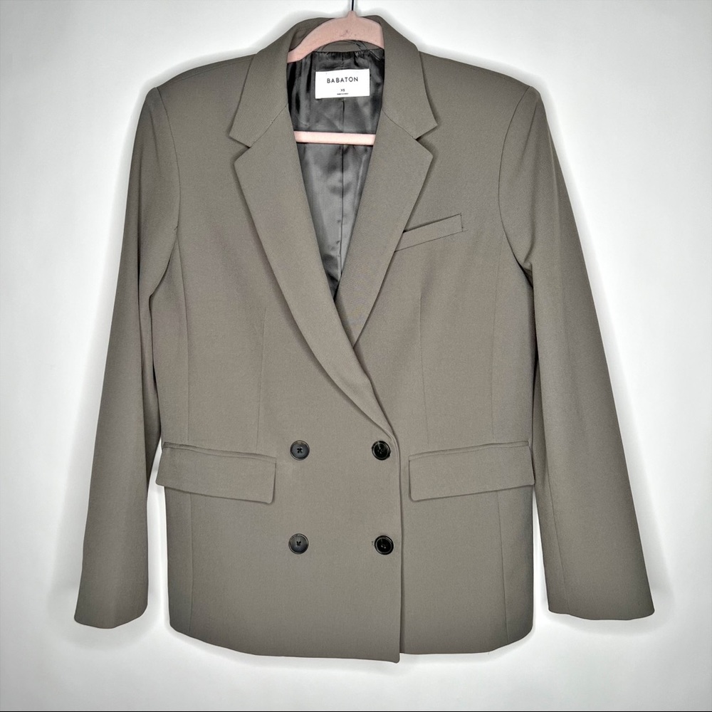 Babaton Watson Blazer Double Breasted Gray Relaxed Fit Aritzia Neutral Size XS - Picture 1 of 16